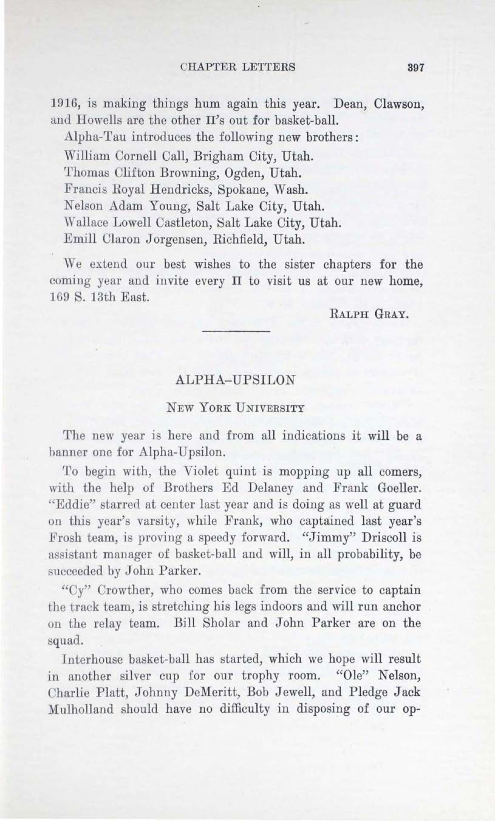 Alpha-Upsilon, February 1920